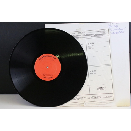 33 - Vinyl - 2 Test Pressing LPs to include Robert Fripp (God Save The Queen / Under Heavy Manners, EG Re... 