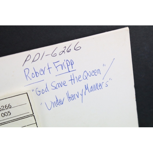 33 - Vinyl - 2 Test Pressing LPs to include Robert Fripp (God Save The Queen / Under Heavy Manners, EG Re... 