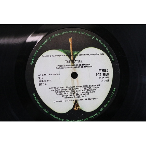 6 - Vinyl - The Beatles White Album (PCS 7067/8) No. 0374635, top opener, stereo, black inners. Ex / Vg