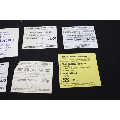 695 - Memorabilia - 7 Krautrock 1970’s ticket stubs to include: Can 1974, Kraftwerk 1975, Tangerine Dream ... 