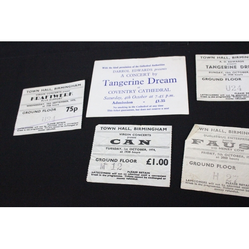 695 - Memorabilia - 7 Krautrock 1970’s ticket stubs to include: Can 1974, Kraftwerk 1975, Tangerine Dream ... 