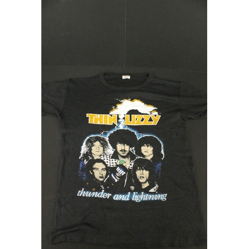 711 - Memorabilia - three vintage rock t-shirts to include Thin Lizzy European Tour 1980, Thin Lizzy UK & ... 