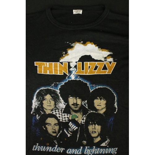 711 - Memorabilia - three vintage rock t-shirts to include Thin Lizzy European Tour 1980, Thin Lizzy UK & ... 