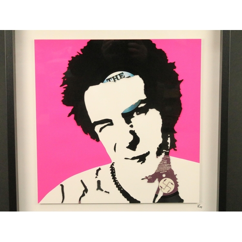 718 - Memorabilia - Framed & glazed Keith Haynes Vinyl Icon Series 'Sid' portrait of Sid Vicious ltd editi... 