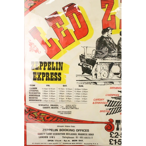 734 - Memorabilia - Led Zeppelin Earls Court 1975 poster. Some staining to edges, and small losses. Variou... 