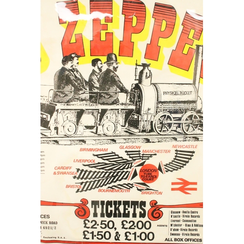 734 - Memorabilia - Led Zeppelin Earls Court 1975 poster. Some staining to edges, and small losses. Variou... 