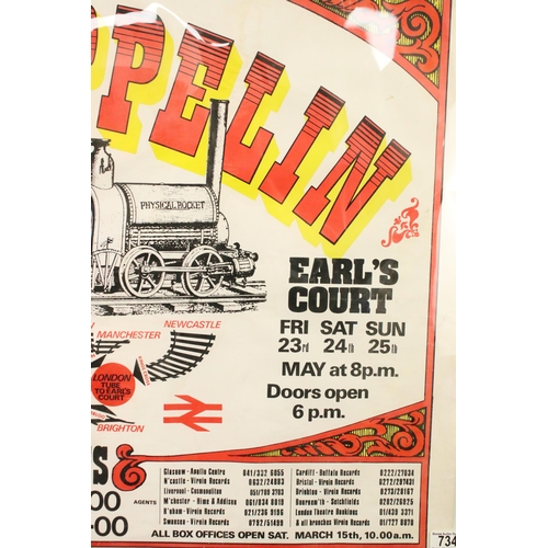 734 - Memorabilia - Led Zeppelin Earls Court 1975 poster. Some staining to edges, and small losses. Variou... 