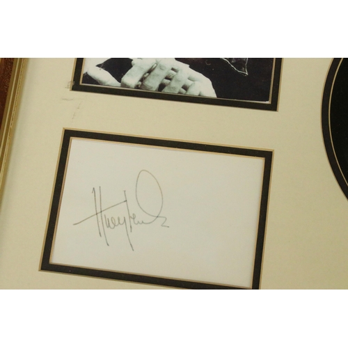 739 - Memorabilia - 5 framed and glazed presentations each containing signature / autograph to include Pet... 