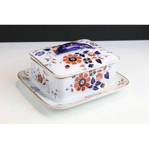 13 - Ridgway Pottery 'Persia' oblong tureen with handles and lid together with a low dish, 26cm diameter ... 