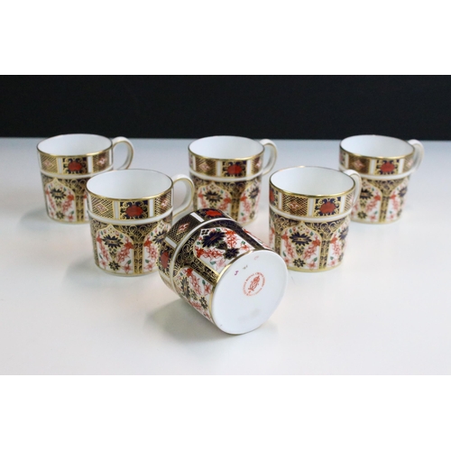 15 - Royal Crown Derby 'Old Imari' 1128 pattern part tea set to include six cups and saucers and milk jug