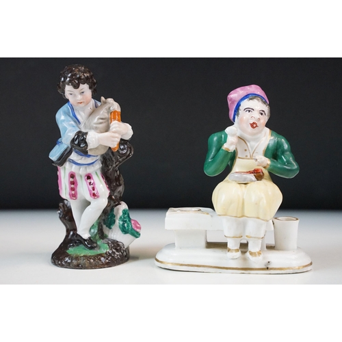 17 - 19th century collection of figurines to include Staffordshire examples, 12 total