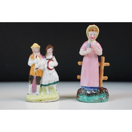 17 - 19th century collection of figurines to include Staffordshire examples, 12 total