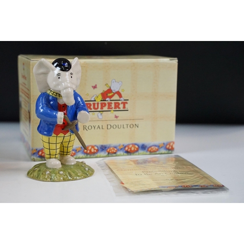 28 - Royal Doulton Rupert figurines from The Rupert Bear Collection', boxed, to include Rupert's Silver T... 