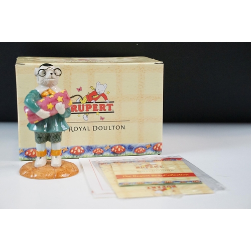 28 - Royal Doulton Rupert figurines from The Rupert Bear Collection', boxed, to include Rupert's Silver T... 