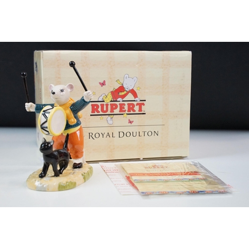 29 - Royal Doulton Rupert bear figurines, boxed, to include Bill Badger, Podgy Pig, Looking like Robin Ho... 