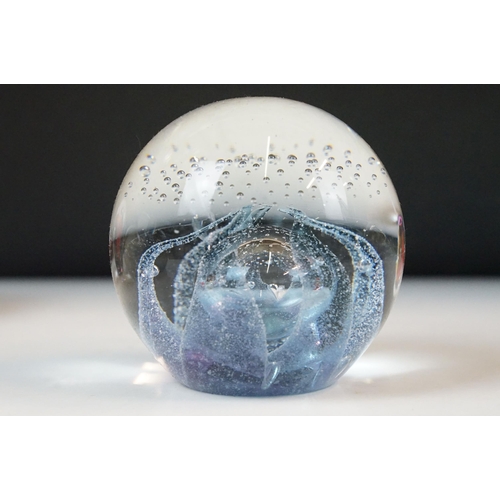 30 - Group of large coloured glass paperweights in various designs, 11 total