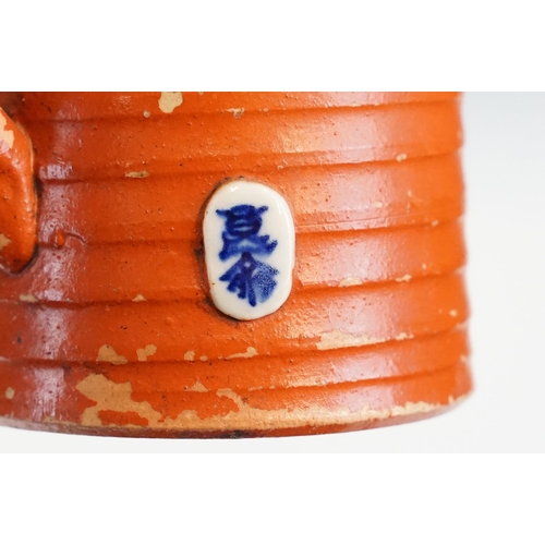 33 - 19th century Japanese Sumida Gawa figural tanker mug, H 13cm