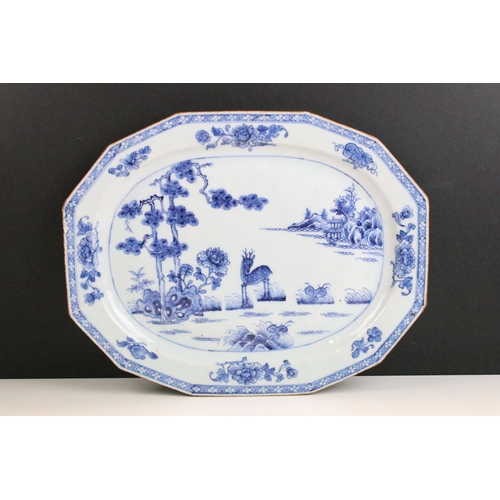 5 - 18th century Chinese blue and white dishes to include a floral gilt edged plate with markings to bac... 