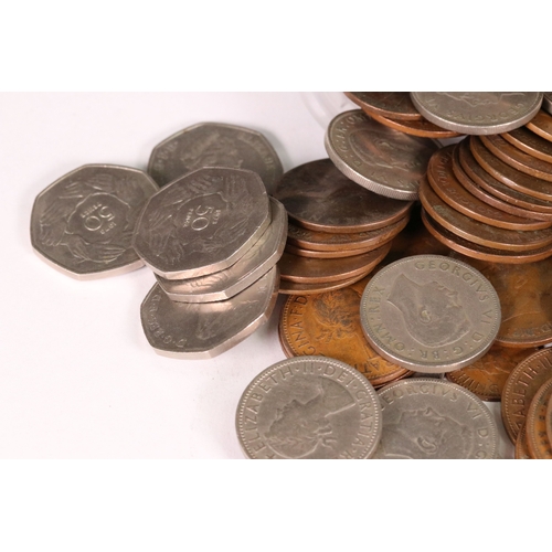 130 - A collection of mainly British pre decimal coins together with a small quantity of decimal and world... 