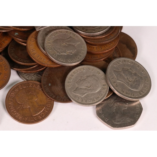 130 - A collection of mainly British pre decimal coins together with a small quantity of decimal and world... 