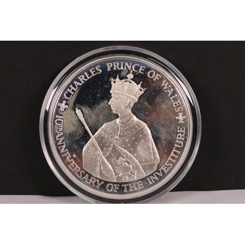 131 - A Jamaica 10th anniversary of investiture of Prince Charles 1969-1979 $25 dollar silver proof coin, ... 