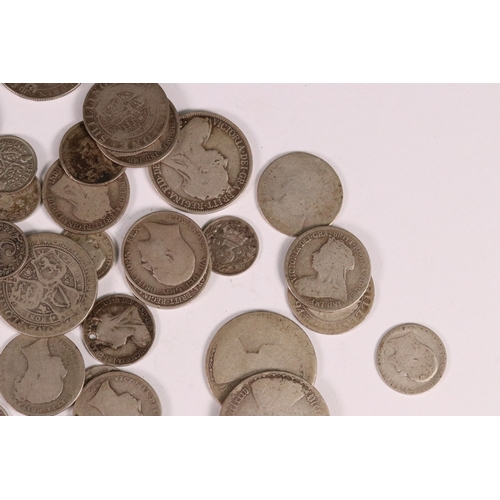 146 - A collection of United Kingdom pre decimal silver coins to include Queen Victoria and King Edward VI... 