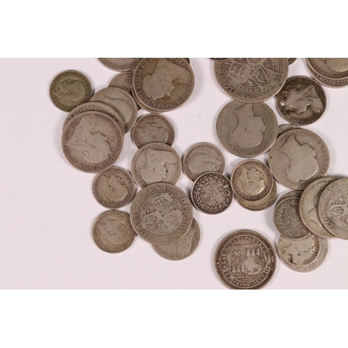 146 - A collection of United Kingdom pre decimal silver coins to include Queen Victoria and King Edward VI... 