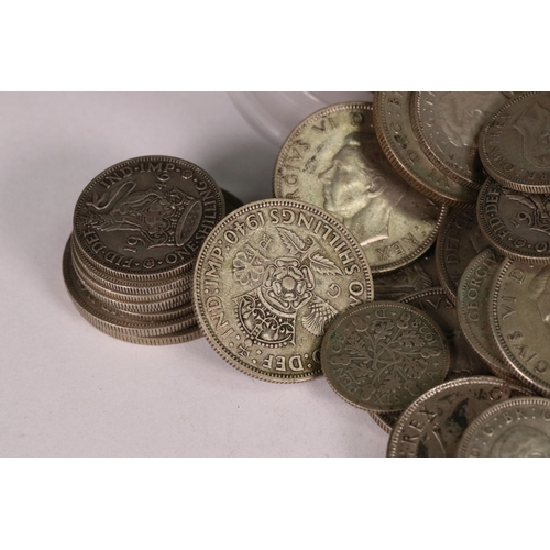 150 - A good collection of British pre decimal pre 1947 and pre 1920 silver coins to include half crowns, ... 