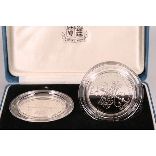 153 - A Royal Mint United Kingdom 1989 £2 silver proof two coin set together with a Royal Mint United King... 