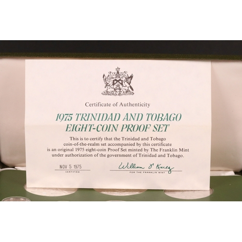 161 - A Franklin Mint 1974 Trinidad & Tobago 8 coin proof set, to include the sterling silver 10 dollar & ... 