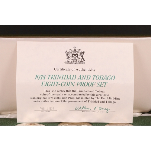 161 - A Franklin Mint 1974 Trinidad & Tobago 8 coin proof set, to include the sterling silver 10 dollar & ... 