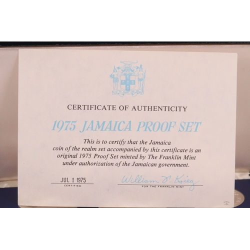 163 - A Franklin Mint 1974 Jamaica 8 coin proof set, all mounted within fitted display case and complete w... 