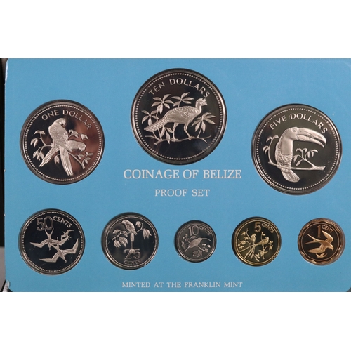 164 - A Franklin Mint 1974 Belize 8 coin proof set, all mounted within fitted display case and complete wi... 