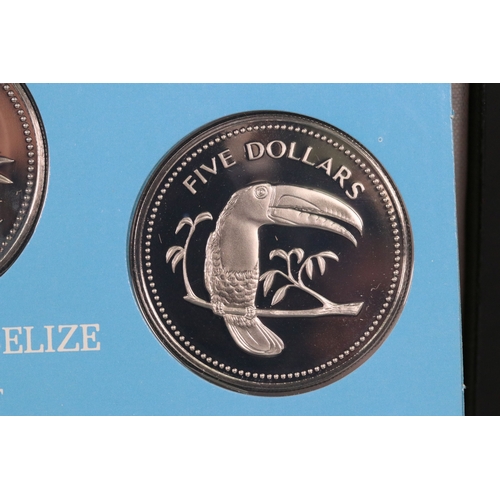 164 - A Franklin Mint 1974 Belize 8 coin proof set, all mounted within fitted display case and complete wi... 