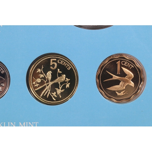 164 - A Franklin Mint 1974 Belize 8 coin proof set, all mounted within fitted display case and complete wi... 