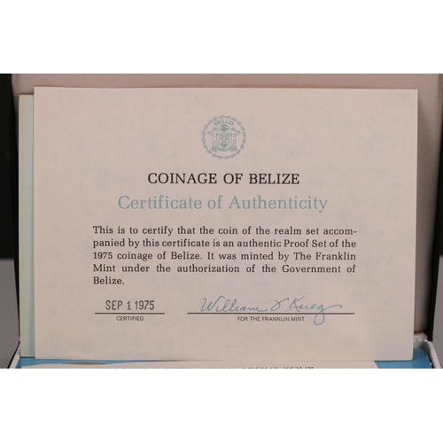 164 - A Franklin Mint 1974 Belize 8 coin proof set, all mounted within fitted display case and complete wi... 