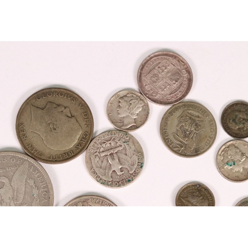 176 - A small collection of British pre decimal silver coins to include Queen Victoria half crown together... 