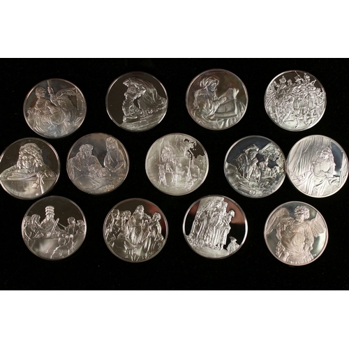 110 - A collection of forty John Pinches 'Rembrandt' fully hallmarked sterling silver collectors coins / m... 