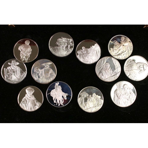 110 - A collection of forty John Pinches 'Rembrandt' fully hallmarked sterling silver collectors coins / m... 