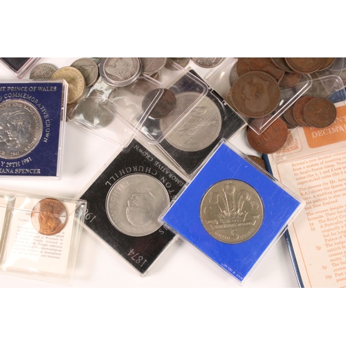 174 - A collection of mainly circulated British and world coins to include some pre decimal silver example... 