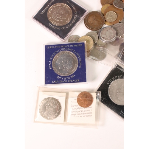 174 - A collection of mainly circulated British and world coins to include some pre decimal silver example... 