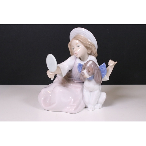 106 - Collection of Llladro and Nao figurines to include Lladro 2000 event figurine 6741, girl with mirror... 