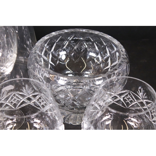 119 - Collection of glass to include cut glass vase, Royal Brierly cut crystal rose bowl, Bristol blue gla... 