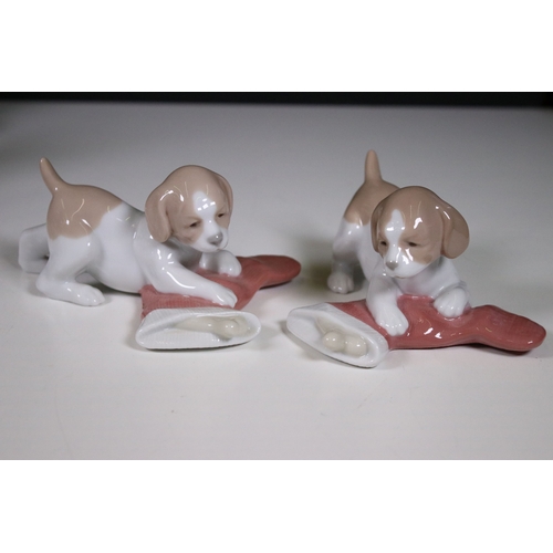 122 - Collection of Lladro and Nao dog related figurines to include 5401, Collectors Society 1989, 7612 5t... 