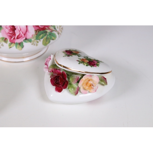 124 - Royal Albert 'Old Country Roses' items to include four vases in varying forms, trinket box, floral d... 