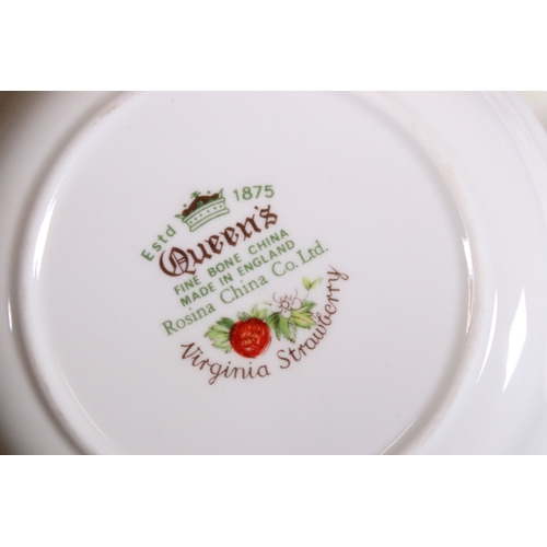 125 - Queen's 'Virginia Strawberry' pattern set to include six mugs, six cups and saucers, six small dishe... 