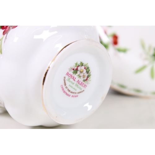 126 - Royal Albert 'Flower of the Month' series trio tea cups, saucers and plates sets, to include all mon... 