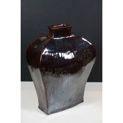 146 - Selection of studio pottery to include Christopher Aston, Elkelsley tall vase, H 35cm, stoneware lea... 