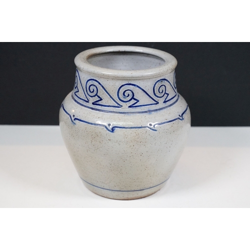 146 - Selection of studio pottery to include Christopher Aston, Elkelsley tall vase, H 35cm, stoneware lea... 