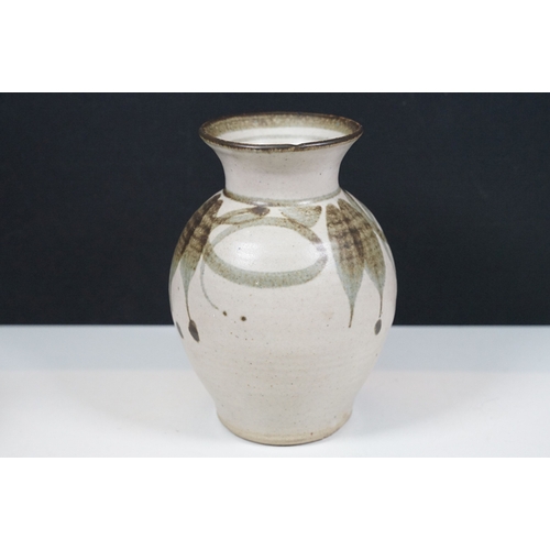 146 - Selection of studio pottery to include Christopher Aston, Elkelsley tall vase, H 35cm, stoneware lea... 